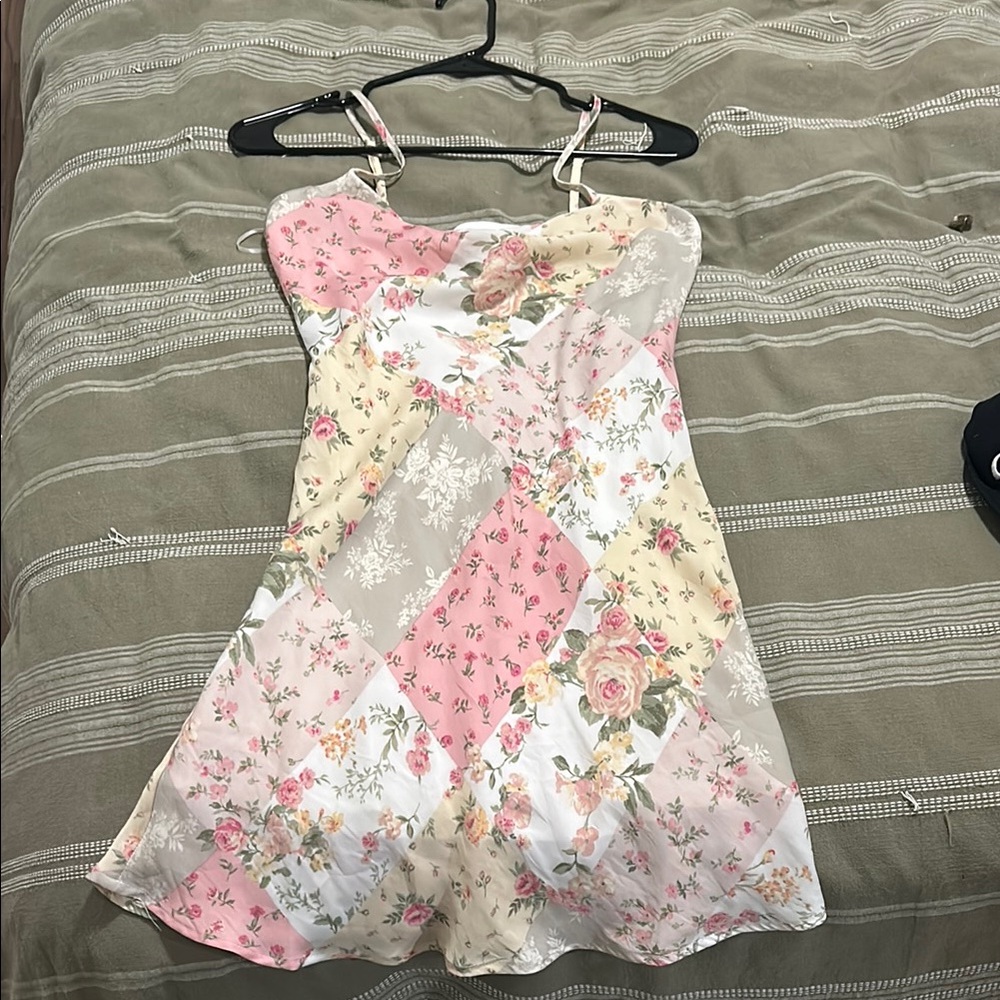 Altar’d state satin Floral Patchwork slip dress